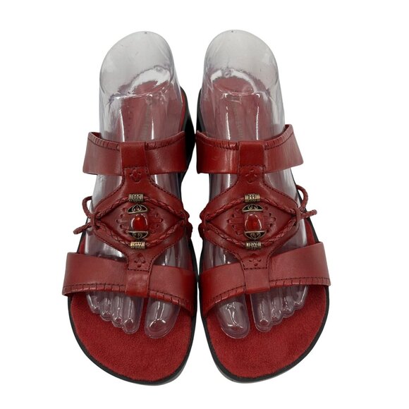 Baretraps Womens Olinda Red Leather Wedge Sandals Size 10M - Picture 2 of 12